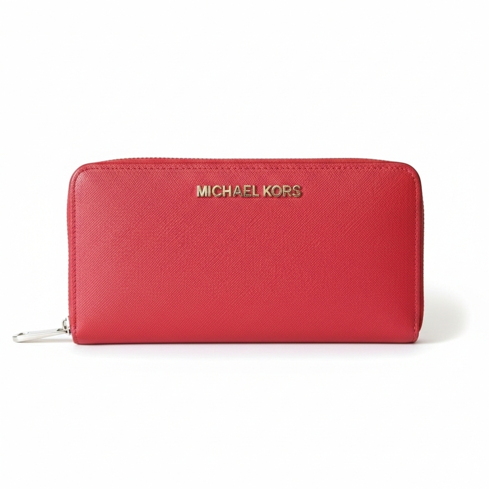 Michael Kors Jet Set Travel Continental Red Leather Wallet